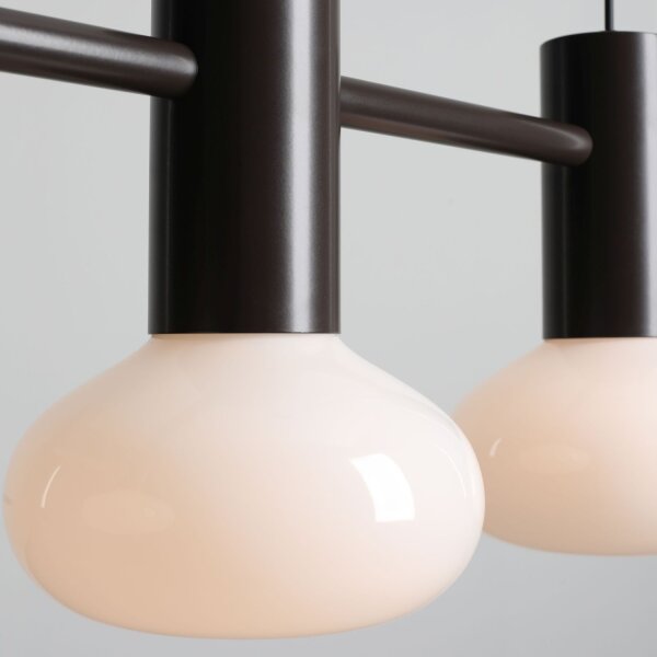Hängelampe Glas Metall Mokka L:75 cm E14 3-flammig
