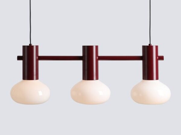 Pendelleuchte Metall Glas Rot L:75 cm E14 wohnlich
