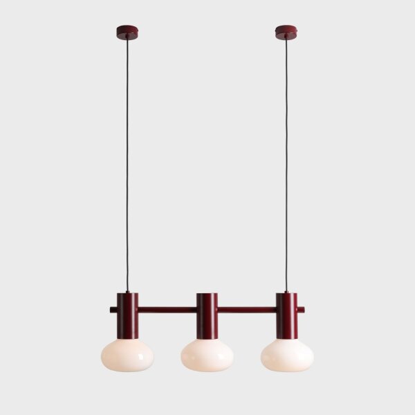 Pendelleuchte Metall Glas Rot L:75 cm E14 wohnlich