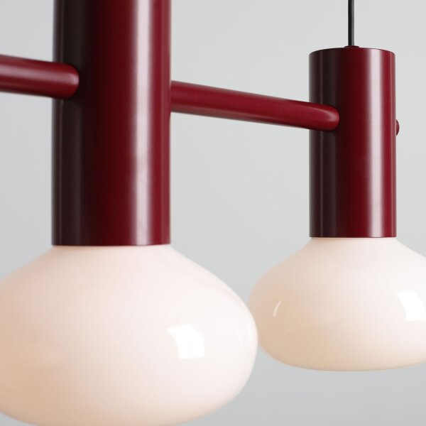 Pendelleuchte Metall Glas Rot L:75 cm E14 wohnlich