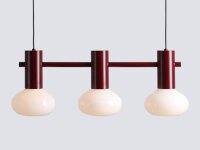 Pendelleuchte Metall Glas Rot L:75 cm E14 wohnlich