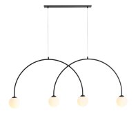 Pendelleuchte Metall Glas Schwarz 149 cm E14 4-flammig
