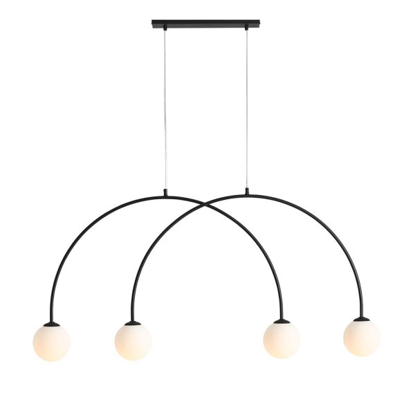 Hängelampe Glas Metall Schwarz L:129 cm E14 blendarm