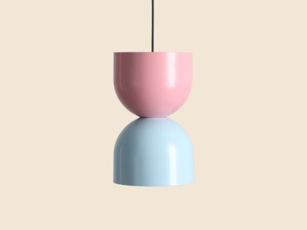 Pendelleuchte Metall Blau Pink rund B:15 cm E27 elegant