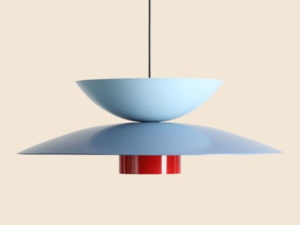 Pendelleuchte Metall Blau Rot rund Ø65 cm E27 stilvoll