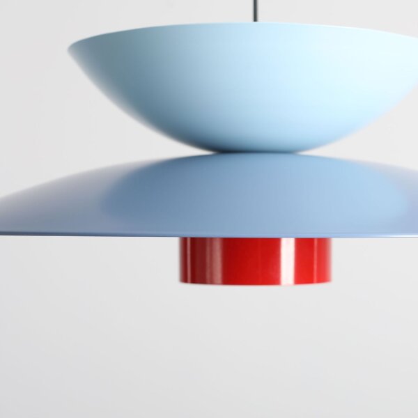 Pendelleuchte Metall Blau Rot rund Ø65 cm E27 stilvoll