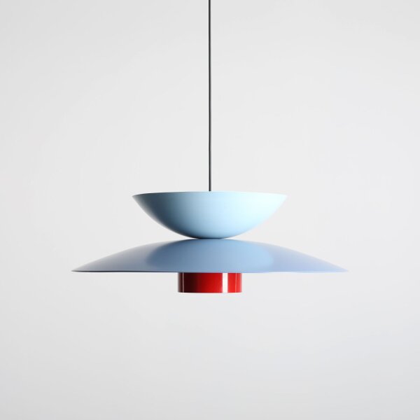 Pendelleuchte Metall Blau Rot rund Ø65 cm E27 stilvoll