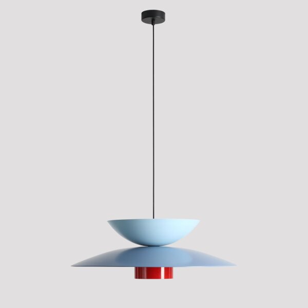 Pendelleuchte Metall Blau Rot rund Ø65 cm E27 stilvoll