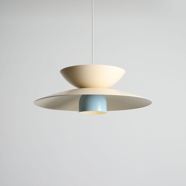 Hängelampe Metall Creme Blau B:65 cm rund E27 elegant