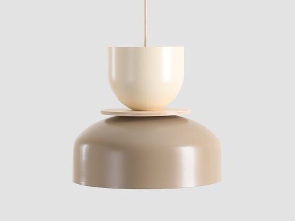 Hängelampe Metall Creme Beige rund B:30 cm E27 elegant