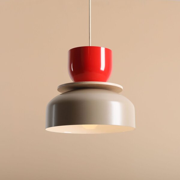 Hängelampe Metall Rot Beige Ø30 cm rund E27 stilvoll