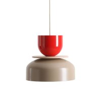 Hängelampe Metall Rot Beige Ø30 cm rund E27...