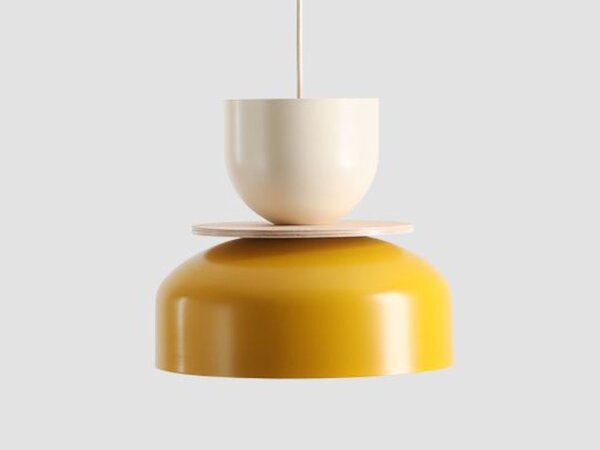 Pendelleuchte Metall Gelb Creme B:30 cm rund E27 Modern