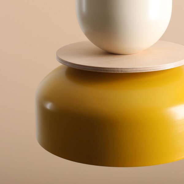 Pendelleuchte Metall Gelb Creme B:30 cm rund E27 Modern