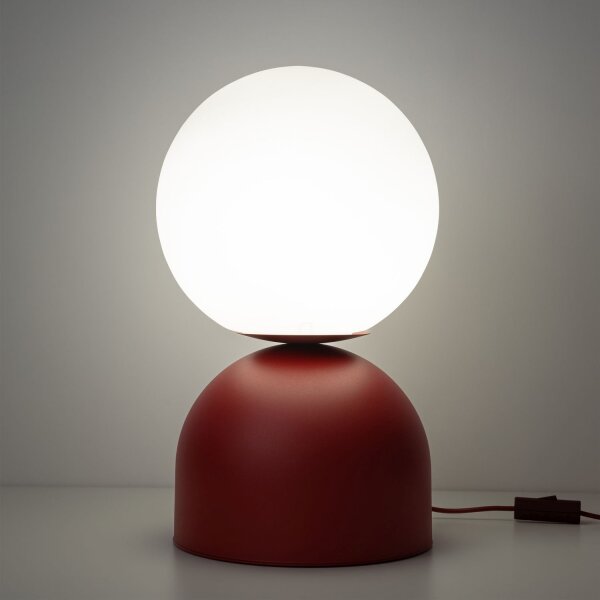 Runde Tischleuchte Rot Metall H:52 cm E27 blendarm