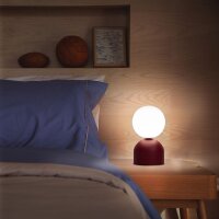 Runde Tischleuchte Rot Metall H:21 cm klein G9 blendarm