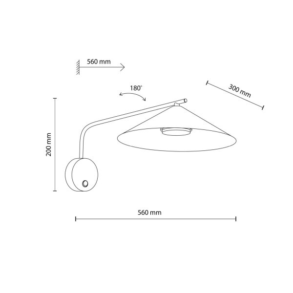 Wandleuchte schwenkbar Braun Schalter T:56 cm GX53