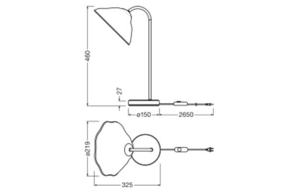Tischleuchte dimmbar Weiß Pappmaché E14 H:46 cm OSRAM