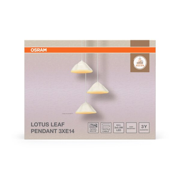Pendelleuchte Weiß Pappmaché E14 Ø43,7 cm modern OSRAM