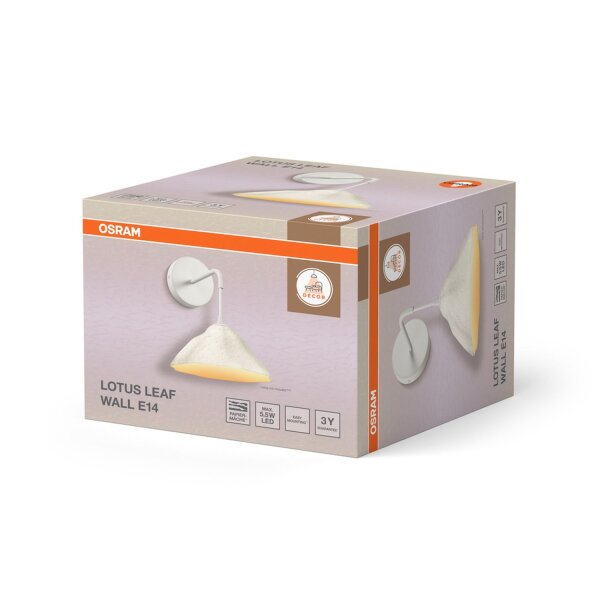 Wandlampe Weiß Pappmaché E14 B:21,9 cm modern OSRAM