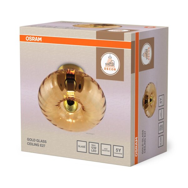 Deckenleuchte Gold Stahl Glas E27 Ø28 cm blendarm OSRAM