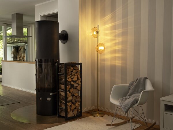 Stehleuchte Gold Metall Glas E14 H:170 cm OSRAM