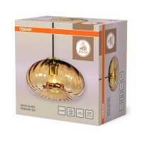 Pendelleuchte Gold Stahl Glas E27 Ø28 cm blendarm...