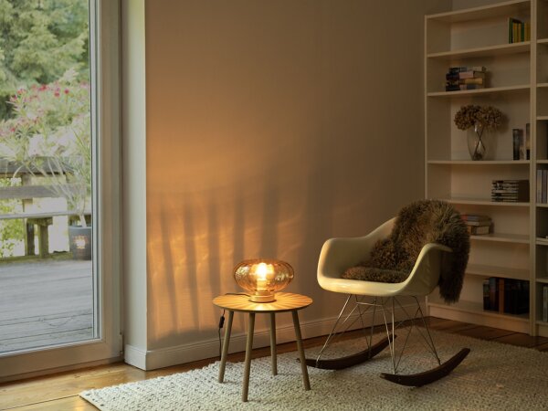 Tischleuchte Gold Metall Glas E27 H:17,6 cm OSRAM