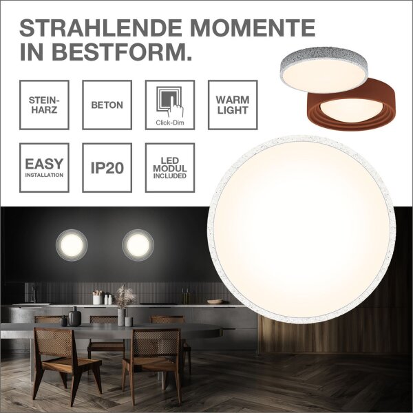 LED Deckenleuchte Click-DIM Beton Braun 3000K OSRAM