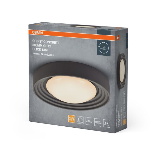 LED Deckenlampe Grau Beton 3000K Ø50cm modern OSRAM