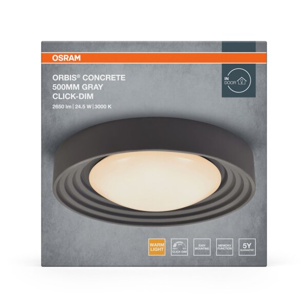 LED Deckenlampe Grau Beton 3000K Ø50cm modern OSRAM