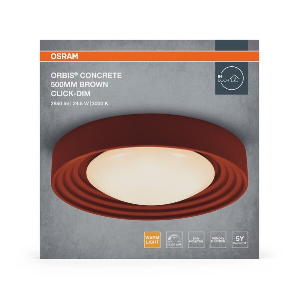 LED Deckenleuchte Braun Beton Click-DIM 3000K OSRAM