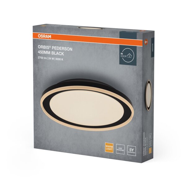 LED Deckenleuchte Schwarz Metall 3000K L:45cm OSRAM