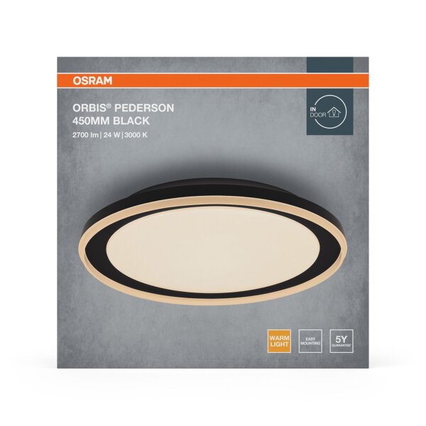 LED Deckenleuchte Schwarz Metall 3000K L:45cm OSRAM