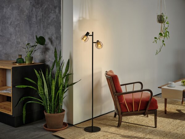 Stehleuchte verstellbar Glas Metall E14 H:140 cm OSRAM