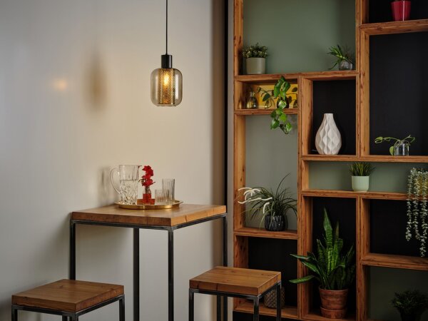 Pendelleuchte Glas E27 Gold Metall L:17 cm OSRAM