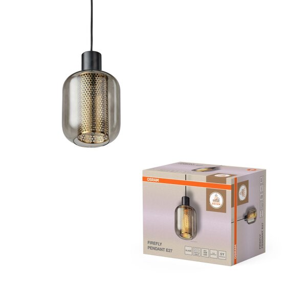 Pendelleuchte Glas E27 Gold Metall L:17 cm OSRAM