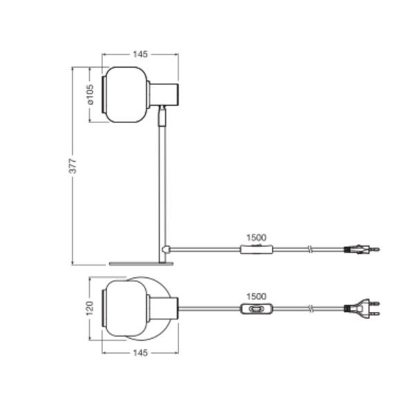 Tischleuchte flexibel Glas Metall E14 H:37,7 cm OSRAM