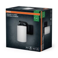 Wandleuchte Schwarz Alu Glas IP43 E27 H:21 cm OSRAM