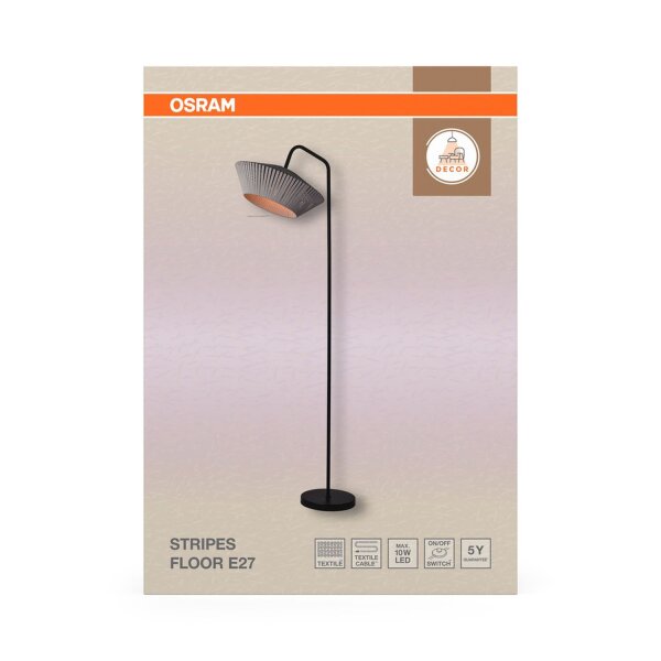 Stehleuchte Dunkelgrau Stahl Schwarz E27 164 cm OSRAM