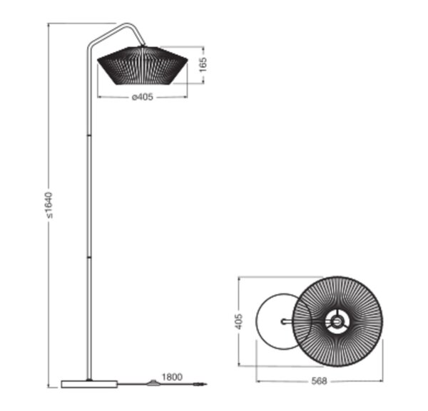 Stehlampe Schwarz Stahl Beige E27 H:164 cm OSRAM