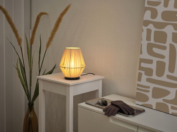 Tischleuchte Schwarz Stahl Beige E14 H:24,5 cm OSRAM