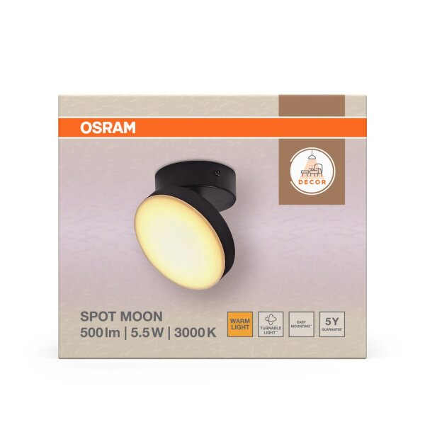 LED Deckenleuchte schwenkbar Schwarz 3000 K OSRAM