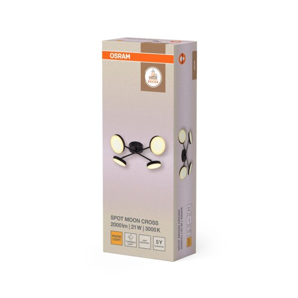 LED Deckenlampe Schwarz Metall 3000 K L:48,2 cm OSRAM