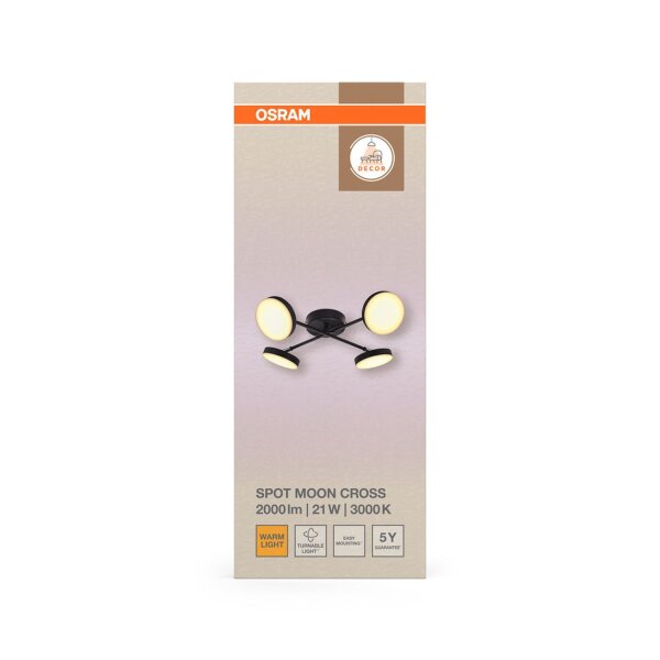 LED Deckenlampe Schwarz Metall 3000 K L:48,2 cm OSRAM