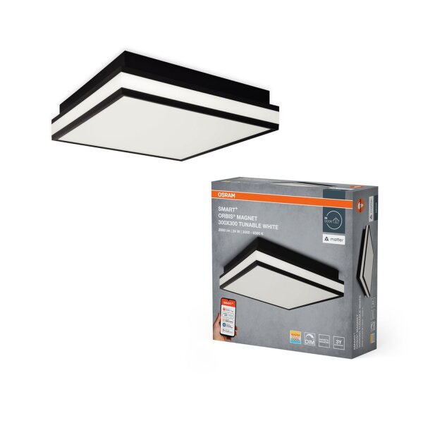 LED Deckenlampe dimmbar Smart+ TW Schwarz L:30cm OSRAM