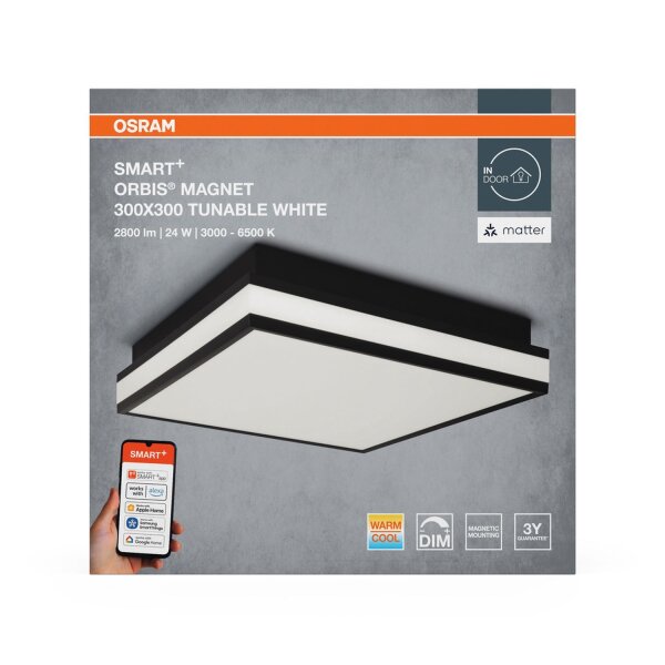 LED Deckenlampe dimmbar Smart+ TW Schwarz L:30cm OSRAM