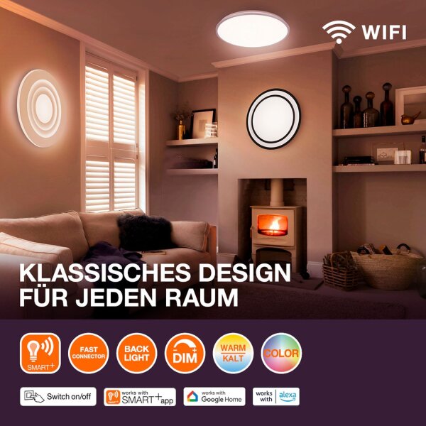 LED Deckenlampe dimmbar Smart+ TW Schwarz L:30cm OSRAM