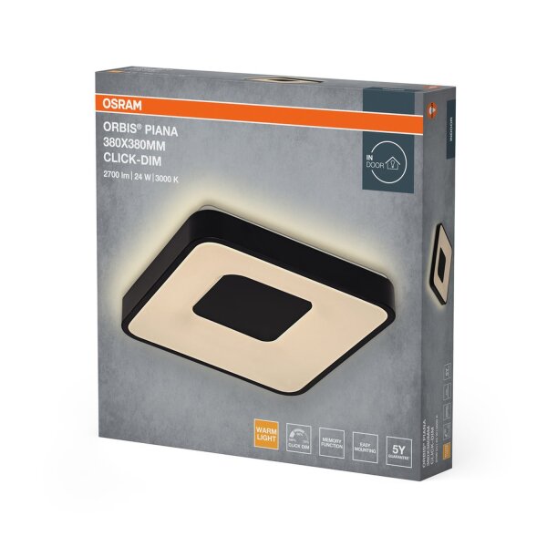 LED Deckenleuchte Click-DIM Schwarz 3000K L:38cm OSRAM