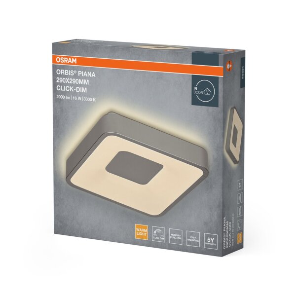 LED Deckenleuchte Click-DIM Silber 3000K L:29cm OSRAM